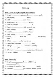 English Worksheet: some-any