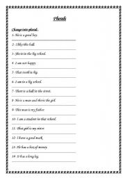 English Worksheet: Plurals