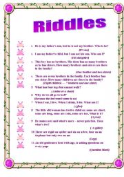 English Worksheet: Funny Riddles