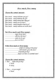 English Worksheet: How much - How many