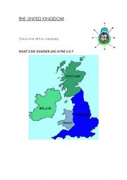 English worksheet: The UK (weather map) and compass points