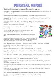 English Worksheet: Phrasal verbs with 