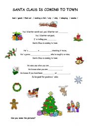 English Worksheet: Santa Claus is coming to town