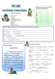 English Worksheet: TO BE -- revision exercises