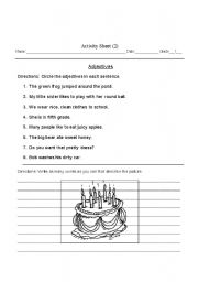 English Worksheet: Adjectives