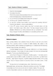 English Worksheet: Situation of Western Women