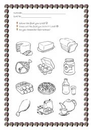 English Worksheet: Food like & dislikes!