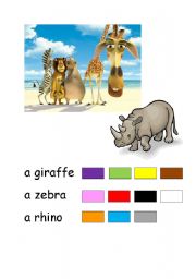 English worksheet: English Adventure 1 - Animals and colours