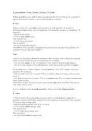 English Worksheet: a few a little