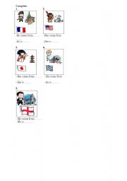 English worksheet: COUNTRIES NATIONALITIES 