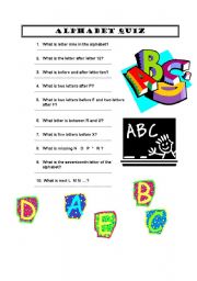 English worksheet: Alphabet Quiz