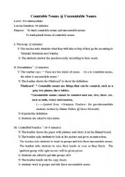 English Worksheet: Countable Nouns vs Uncountable Nouns
