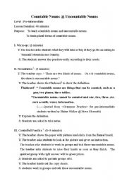 English Worksheet: Countable Nouns vs Uncountable Nouns