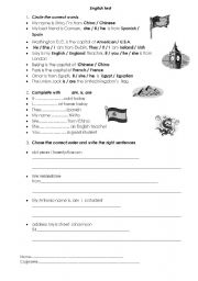 English worksheet: English test