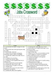 English Worksheet: Jobs Crossword - Anwers are provided