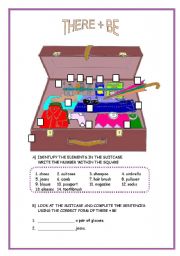 English Worksheet: there + be/ clothes/ prepositions