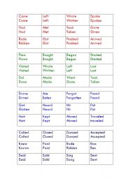 English Worksheet: Irregular Verbs Bingo