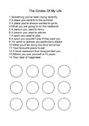 English Worksheet: Circles Of My Life