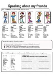 English Worksheet: SPEAKING ABOUT MY FRIENDS