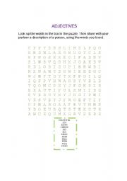 English worksheet: Adjectives Puzzle