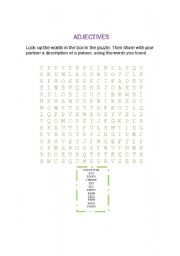 English Worksheet: Adjectives Puzzle