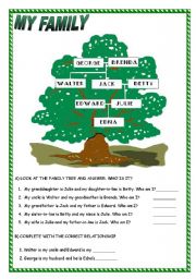 English Worksheet: MY FAMILY