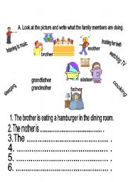 English worksheet: family members and activities