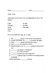 English worksheet: Verb 