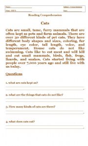 English Worksheet: cats