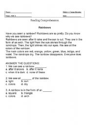 English Worksheet: rainbows