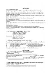 English worksheet: mixed exercises,about reading ,writing,vocabulary and grammar