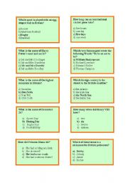 English Worksheet: Team game- knowledge about Great Britain ( Part 2)