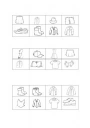 Clothes bingo worksheets