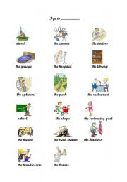 English Worksheet: I go to ..................