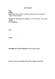 English worksheet: book review writing frame