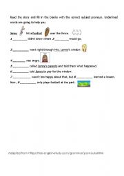 English worksheet: subject pronoun