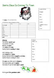 English Worksheet: santa claus is coming to town