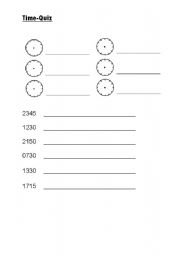 English worksheet: Time-Quiz