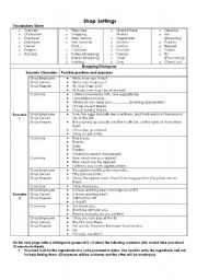 English Worksheet: Shopping settings and Dialogues