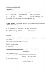 English worksheet: First and Second Conditionals
