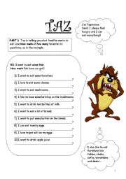 English Worksheet: HUNGRY TAZ