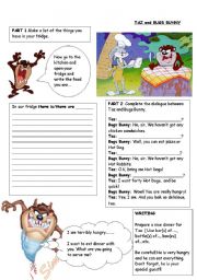 English Worksheet: TAZ and BUGS BUNNY