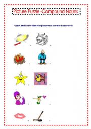 English worksheet: Pictures Puzzle- Compound Nouns
