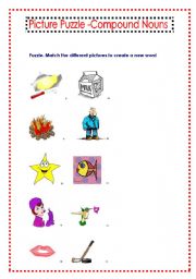 English Worksheet: Pictures Puzzle- Compound Nouns