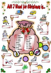 English Worksheet: Santas Bag 