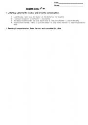 English worksheet: A two-pages test! 