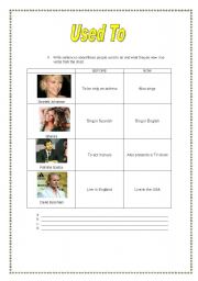 English worksheet: Used To