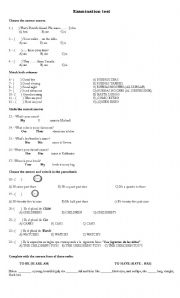 English Worksheet: EXAMINATION TEST