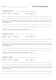 English Worksheet: Museum Visit Form