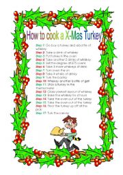 English Worksheet: How to cook a X-Mas Turkey - a funny recipe